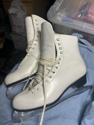 USA RIEDELL 220 White Figure Ice Skates w/ Wilson Sheffield Blades Size 7M