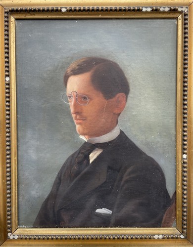 Antico Dipinto a Olio Ritratto Uomo Elegante Giovane Biedermeier Stile Liberty - Imagen 2 de 13