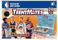 NEW 2024 NBA TEENYMATES ADVENT CALENDAR 24 FIGURES + COURT PUZZLE WITH SANTA!