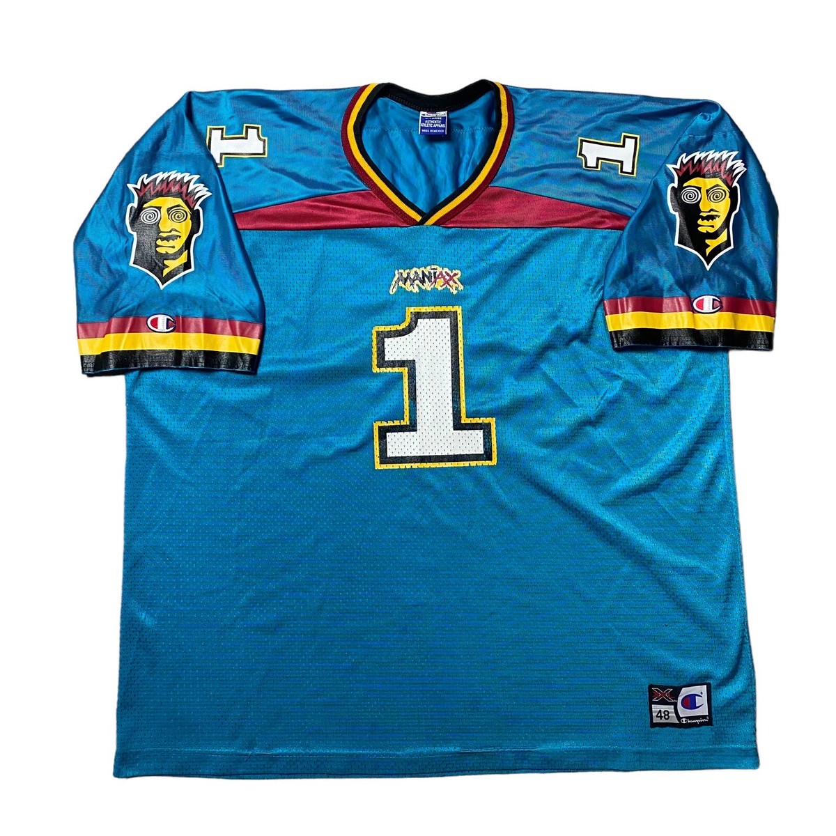 Vintage XFL Memphis Maniax #1 Champion Football Jersey Rare Adult