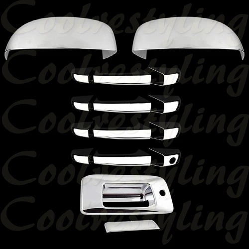 FOR 07~08 09 10 11 12 13 Silverado Sierra Chrome Cover Mirror+4 Handle+Tailgate