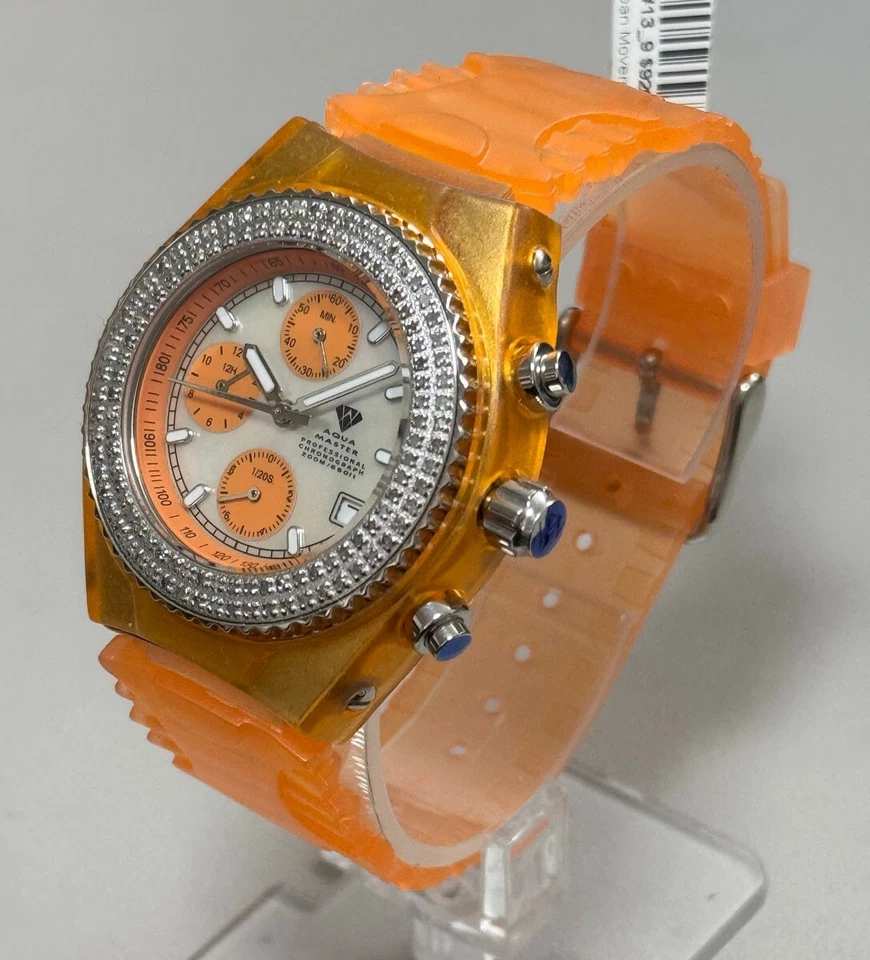Reloj Aqua Master 1.0CTW esfera MOP acero inoxidable bisel de diamantes W#13 Foto 2 de 3