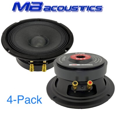 4-Pack MB Acoustics 6.5'' Midrange Speakers, 700W, 4Ω, 1.5'' Kapton Voice Coil