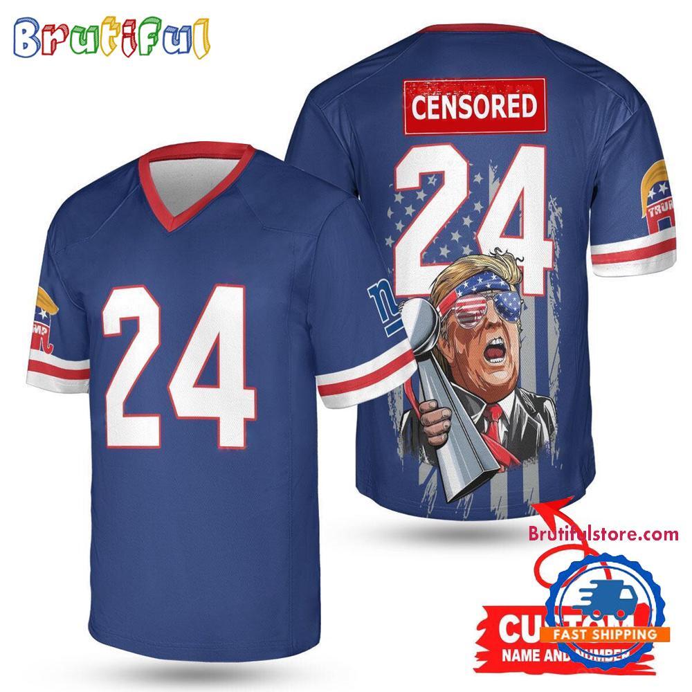 New York Giants Donald Trump Super Bowl Trophy Football Jersey