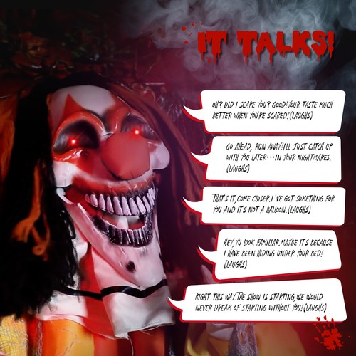 Payaso de ojos rojos para exteriores de 8,2 pies decoración de Halloween utilería inflable de patio aterradora - Imagen 3 de 8