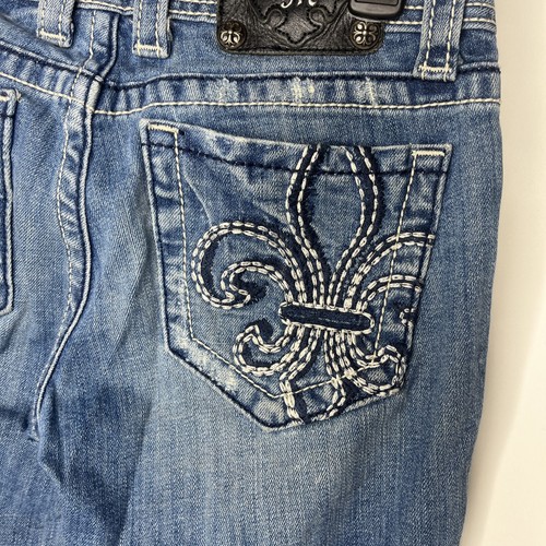 Miss Me Jeans Womens 26 (30x34) Blue Boot Cut Low Rise Distressed JP4369 - Picture 12 of 17