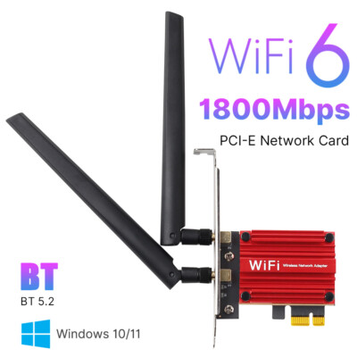 Desktop Gaming WiFi 6 Card AX1800 802.11ax Dual Band Bluetooth 5.2 Wi-Fi Adapter