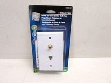 NOS MONSTER PHONE  COAX COMBO WALL PLATE 4-CONDUCTOR, 1GHz WHITE 140090-00