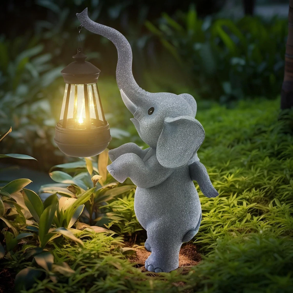 Solar Garden Statues Outdoor Decor Angel Elephant Statue Outdoor