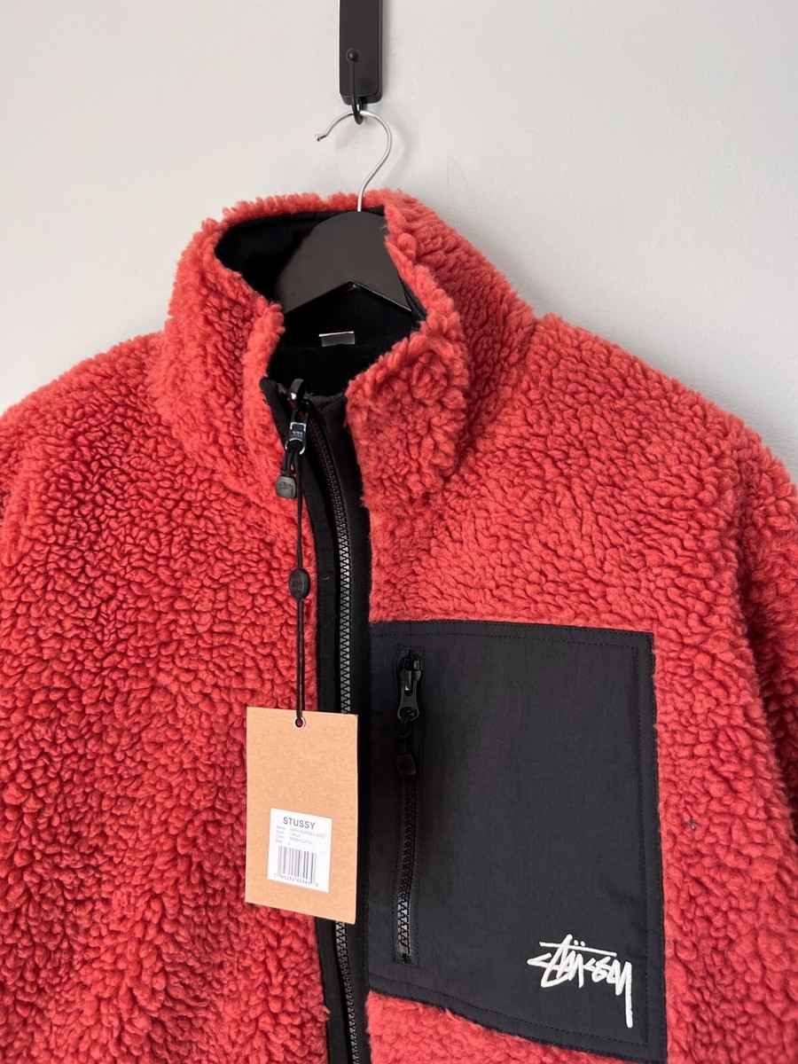 Stussy Sherpa Fleece Reversible Jacket - Size XL