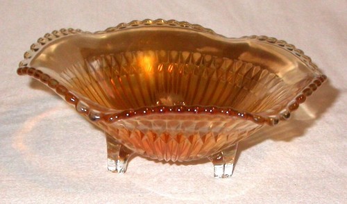 Vintage Jeanette Gold Marigold Amber Carnival Glass 3 Footed Bowl Candy Dish 6” - Picture 2 of 8