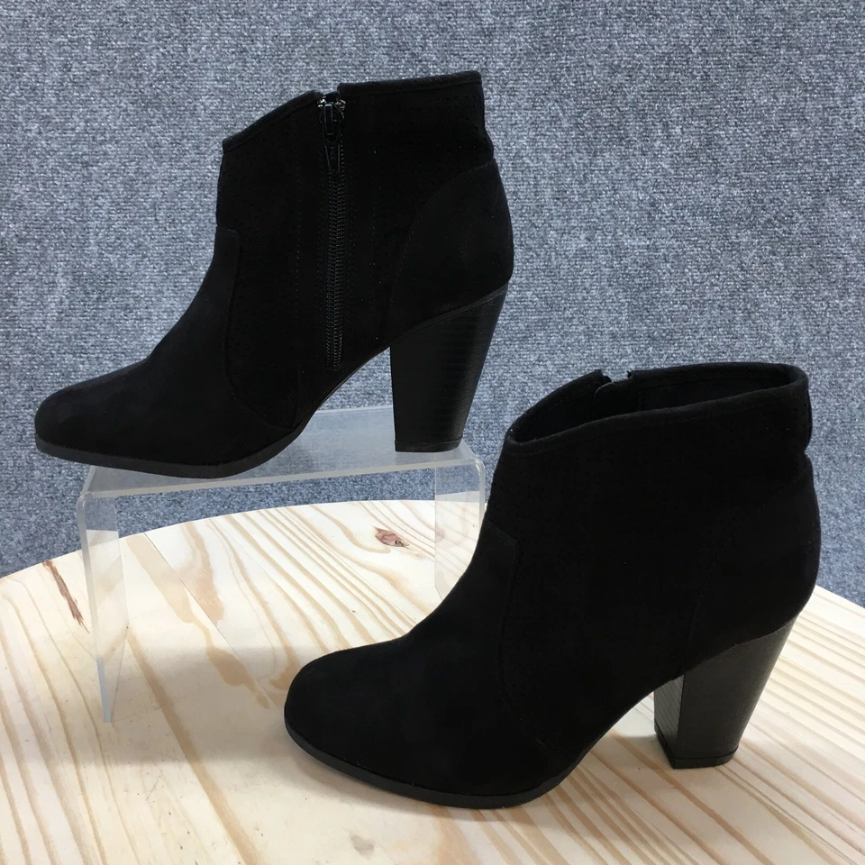 Botas American Rag Cie para mujer 6,5 informales con cremallera botín al tobillo tacones de tela negros Foto 2 de 4