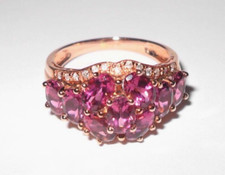 3.9ct Indian Pink Tourmaline & Diamond Cluster Ring- 9ct Rose Gold-size-N (QVC )