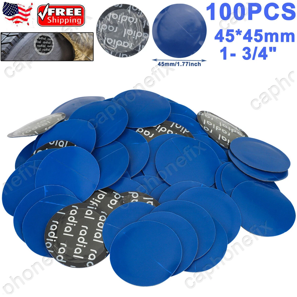C-HORSE 100-Piece Radial Tire Repair Patches – Medium 40mm Round, Universal Fit