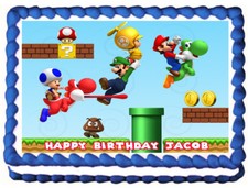 MARIO BROS Edible Cake topper Party  image