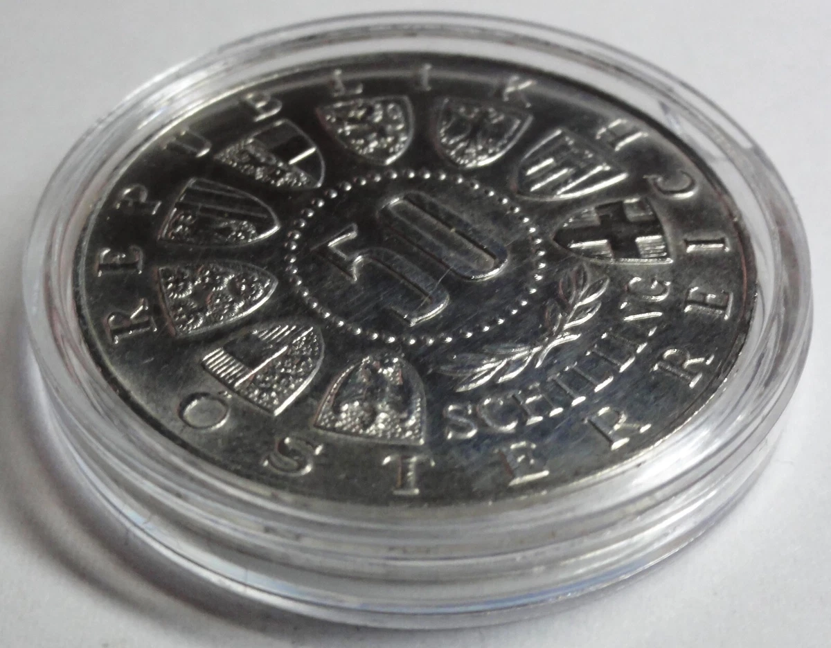 Österreich 50 Schilling SILBER-900 Münze 1963: 600 JAHRE TYROL  st/unz + Kapsel