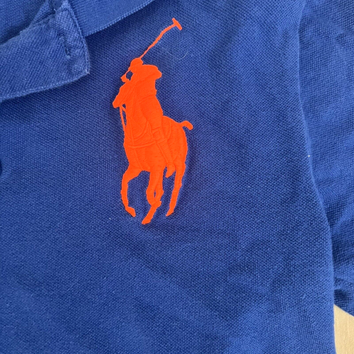 Ralph Lauren Polo Shirt Big Pony Youth L Blue Short Sleeve Orange Number Casual - Picture 3 of 9