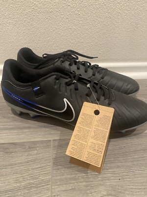 Nike Legend 10 FG Black Chrome Blue DV4333-040 Men's Size 13 Cleats #303D