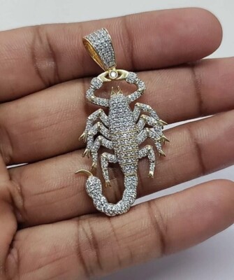 2.50Ct Round Cut Lab-Created Diamond Scorpion Pendant 14k Yellow Gold Plated