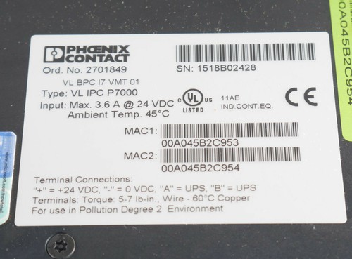 P7000 Inection PHOENIX CONTACT VL IPC P7000 VLIPCP700 2701849 | eBay