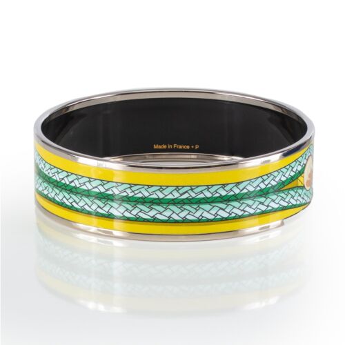 Auth. HERMES Bracelet Bangle Brandebourgs - ESP - Yellow Green - 65-17mm NEW - Picture 2 of 3