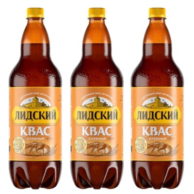 LIDSKI Bread Kvass - Imported Rye Bread Soft Drink  - 1L (Pack of 3)