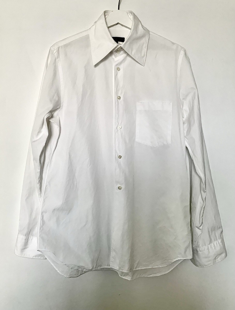 Comme Des Garcon Homme Plus White Shirt Spread Collar Size S | eBay 