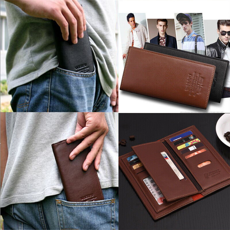 Fashion Mens Long Clutch Leather Wallet Bifold Pocket Card Fashion Mens Long Clutch Leather Wallet Bifold Pocket Card