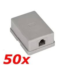 50 PACK 1-Port RJ11 6P4C White Surface Mount Box SMB Biscuit Jack for Telephone