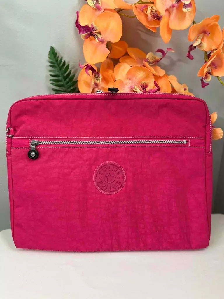 KIPLING Classic Hot Pink Nylon Tech Laptop Case with Zip Closure