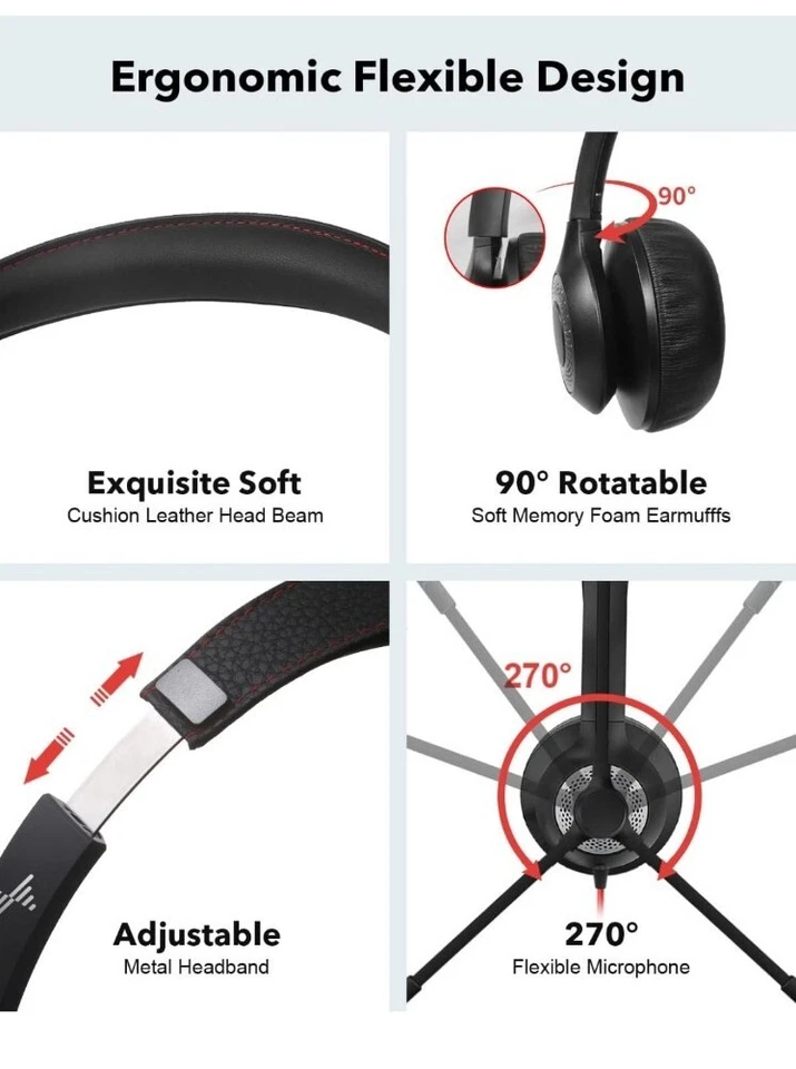 USB Headset with Mic for PC, On-Ear Computer Laptop Headphones with Noise... - Image 2 of 4