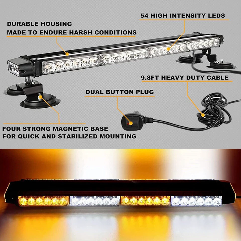 54LED Emergency Strobe Lights Bar Warning Rooftop Double Side For Toyota 4Runner - Изображение 3 из 4