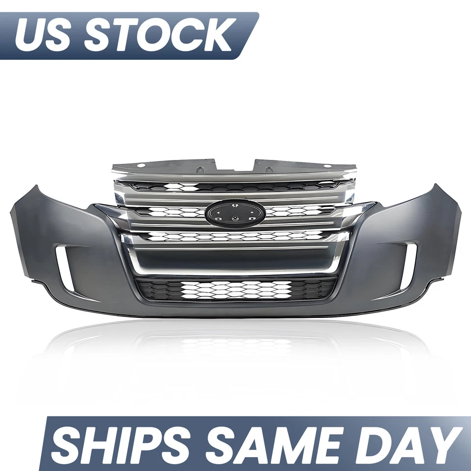 For 2011 2012 2013 2014 Ford Edge Front Bumper Cover Assembly Grille Kit Grill Foto 2 de 4