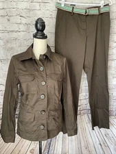 Liz Claiborne Brown Blazer Jacket Sz 6 Audra Pant Outfit Set Career