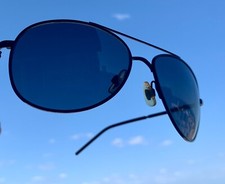 Unisex Sunglasses Metal Frames Aviator Style Black Lenses With Case