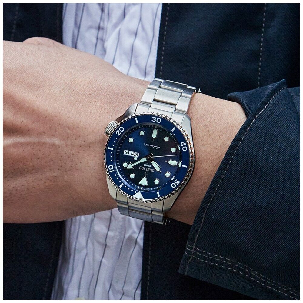 Seiko 5 Sport Automatic Watch Blue Dial Stainless Steel Men's