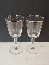 LENOX SOLITAIRE Platinum Trim Barcley Shape Iced Tea Glasses 7 1/8" SET OF 2