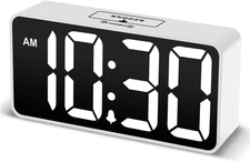 Small Digital Alarm Clock For Bedroom Large Big Numbers Display with Brightness