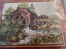 Sunset Needlepoint Spring Mill Pond  14" X 18"  Design by Gerrish #0365 Wool New