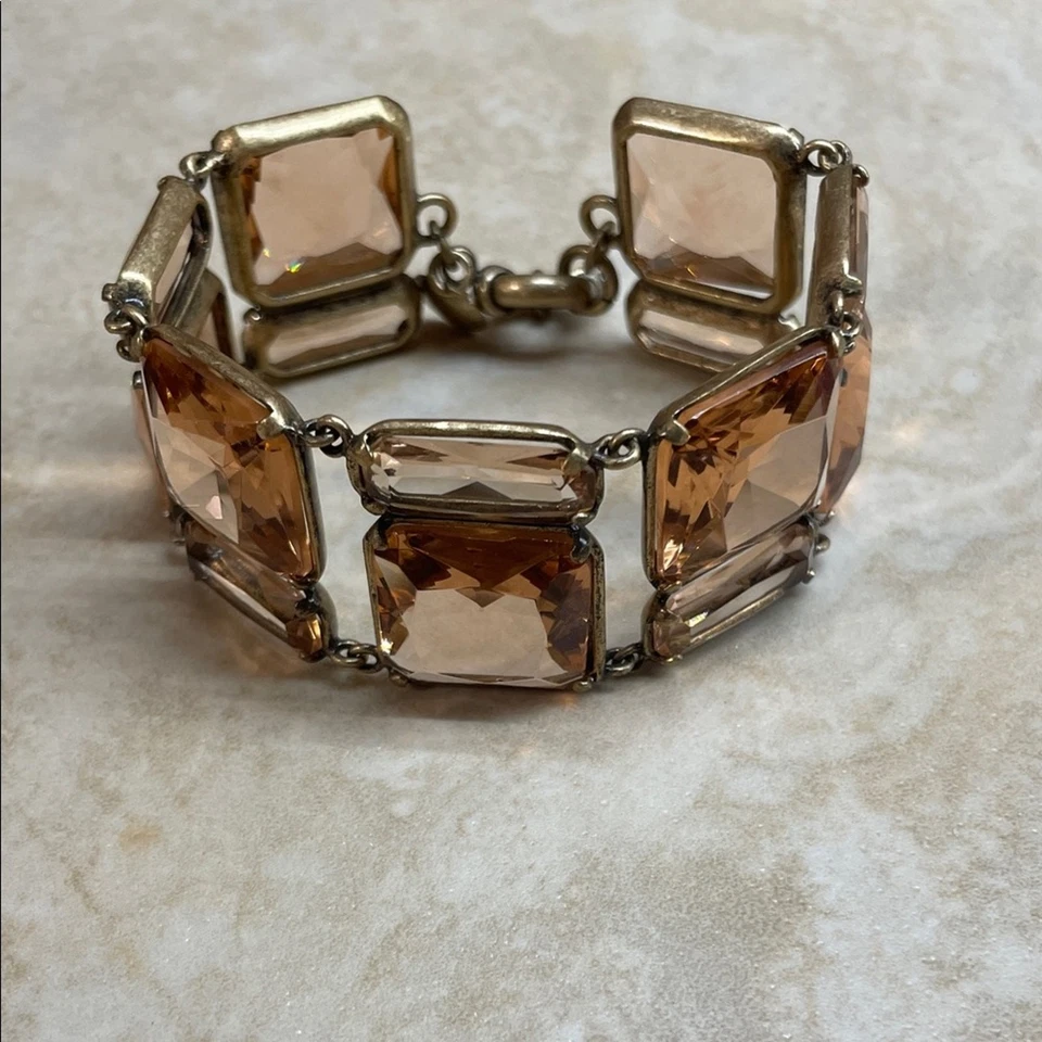 Pulsera de eslabones de piedra de vidrio champán J.Crew tono dorado joyería distintiva para mujer’s Foto 2 de 4