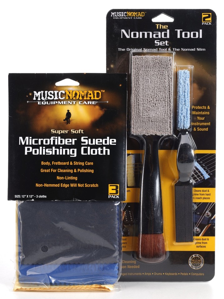 Music Nomad Kit Pulizia Tastiera Chitarra Kit Pulizia Tastiere Chitarra F- ONE - Olio Per Legno Non Verniciato, 3 Pezzi Olio Tastiera Chitarra Non Verniciata Kit Chitarra