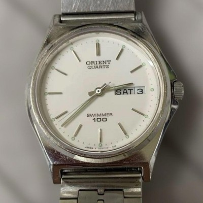ORIENT SWIMMER 100 Quartz Watch D39315-70.CA Silver White Dial | eBay