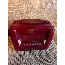 Vintage General Electric GE 50-621 Burgundy Tube AM Radio 1949 AS-IS NR