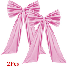 2Pcs Large Satin Ribbon Bow Tie Wall Decor Giant Bow Hanging Bowknot for Wedding