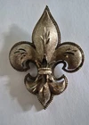Vintage Fleur de Lis Brooch Brushed Silver Tone Signed CFW