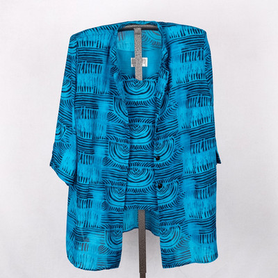 Vintage Julian Taylor Women's Twin Set Blouse & Tank Size 18W Colorful Abstract