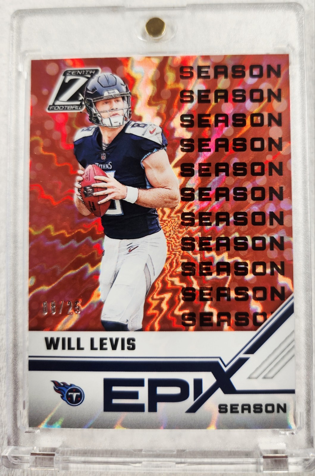 2023 Zenith Will Levis Epix Season /25 RC Will Levis 8/25 Jersey Match Rookie