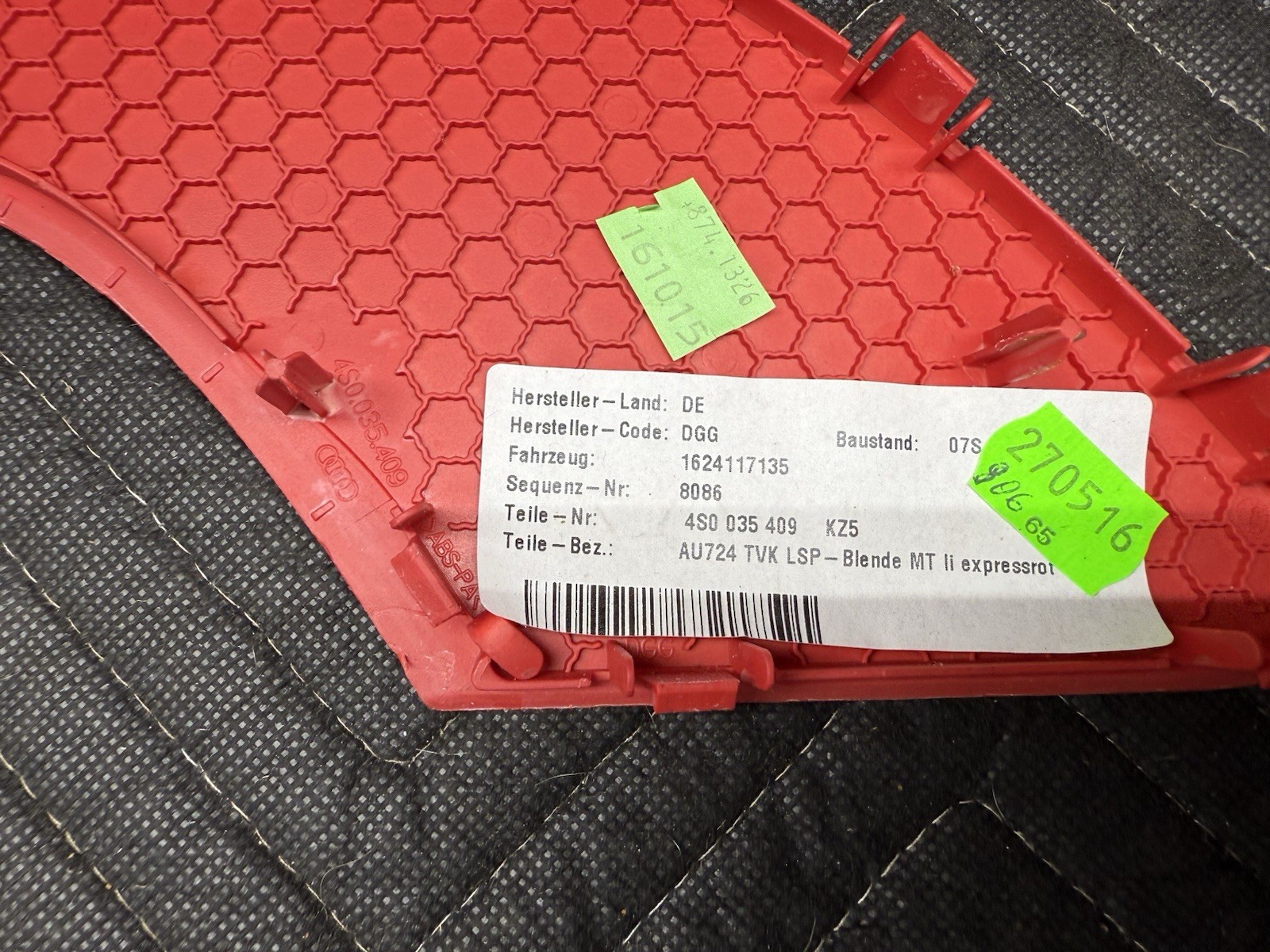 2017-2023 Audi R8 OEM Left & Right Door Panel Trim Set Red