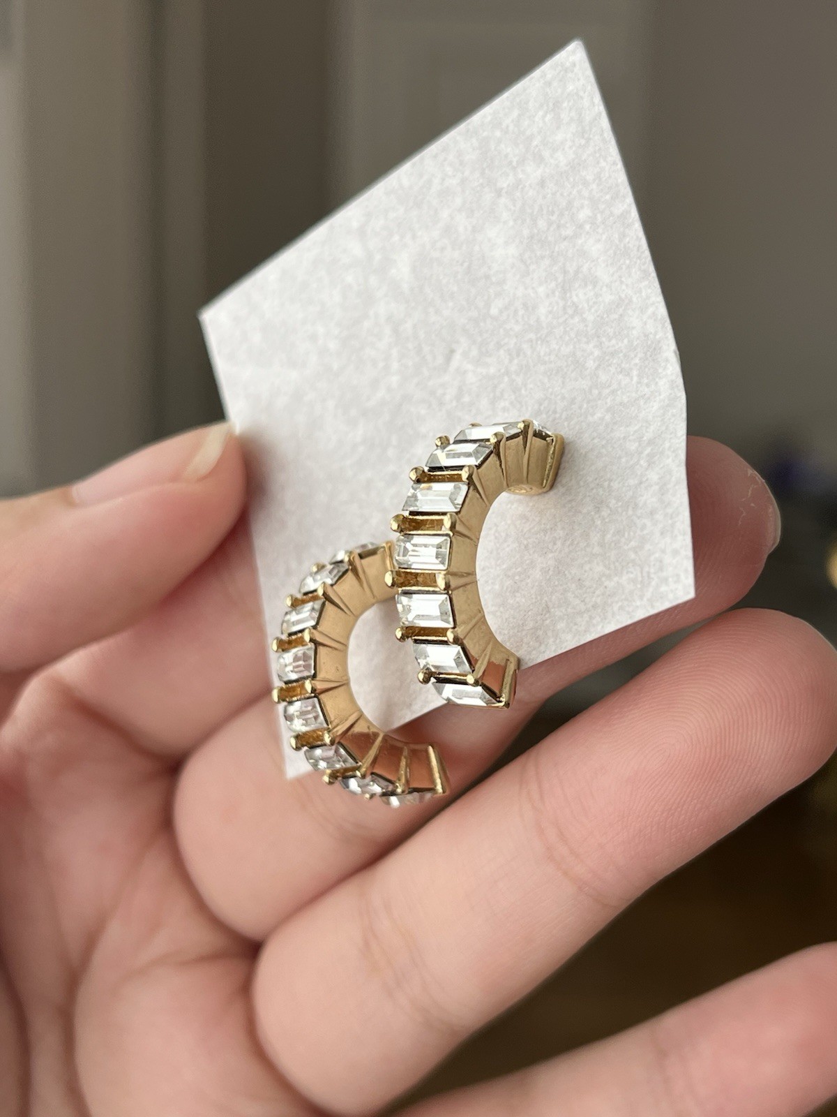 Vintage Christian Dior Rectangular Rhinestone Hol… - image 4