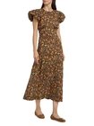 Doen Women's Rhodia Floral Printed Noir Narcissus Cotton Long Maxi Gown Dress S